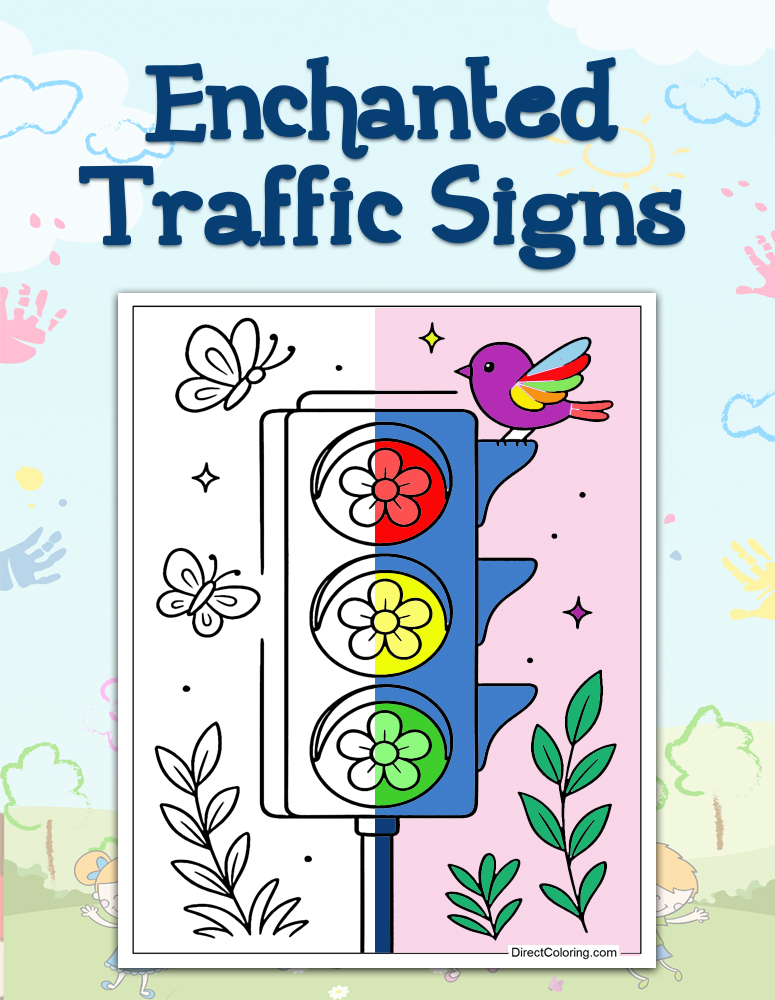 Enchanted Traffic Signs Coloring Pages
